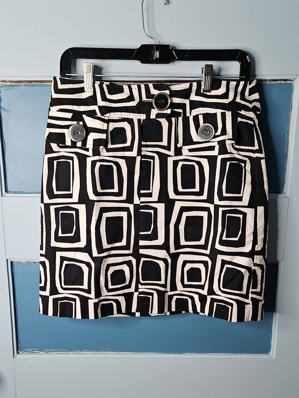 Donna Degnan Black & White Geometric Mini Skirt Size 8